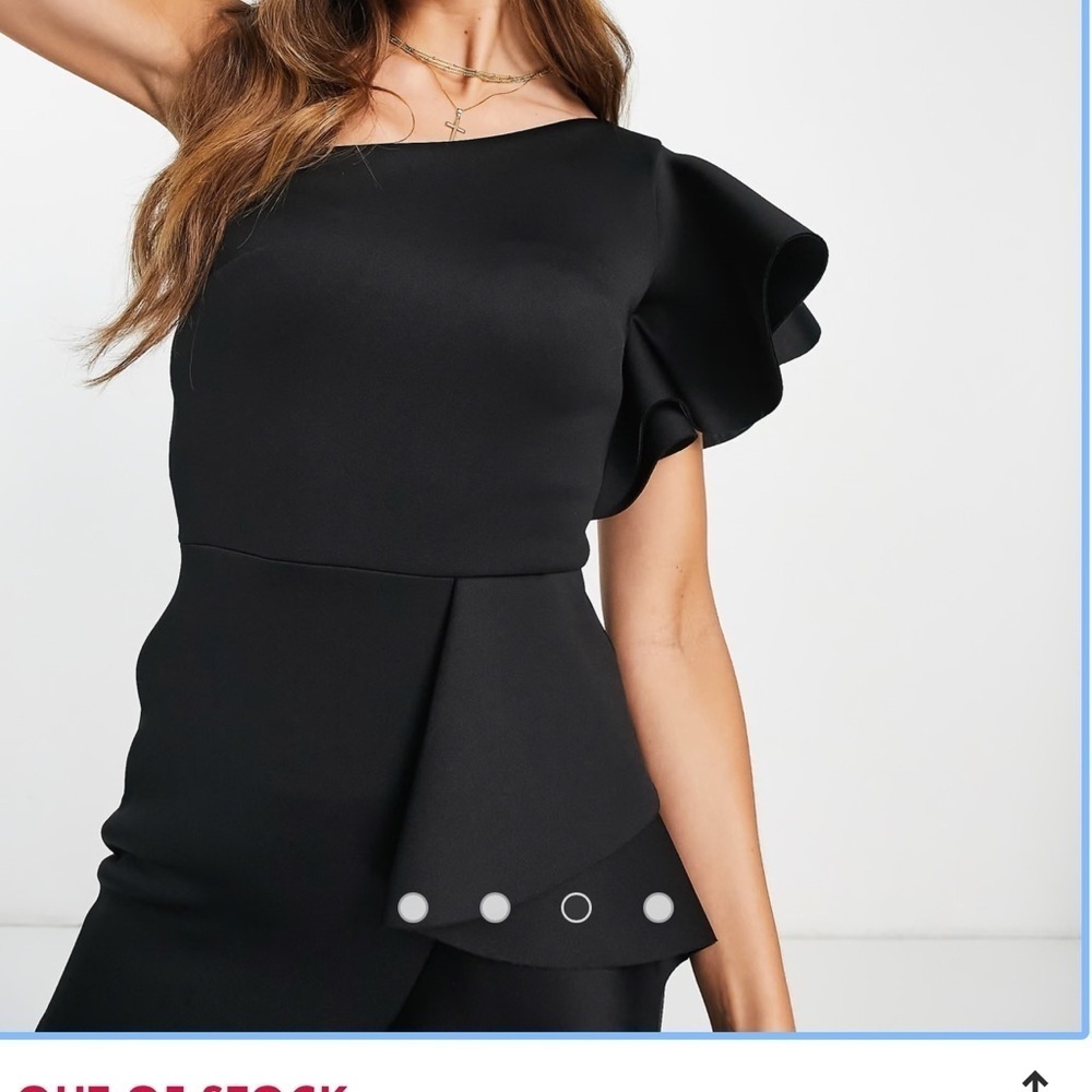 ASOS True Violet Elegant Black One-Shoulder Ruffle Midi Size 10 Dress - Picture 4 of 12